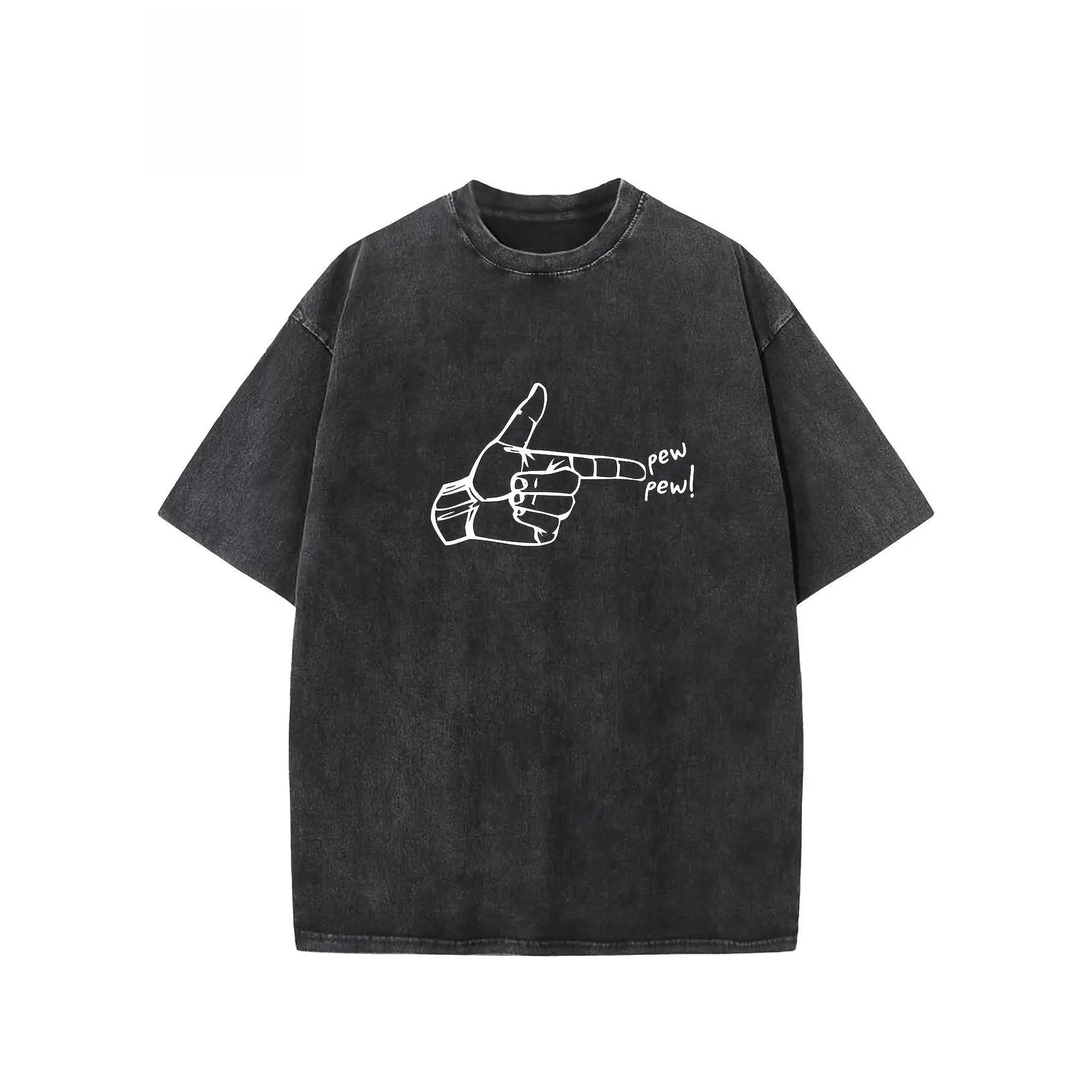 

"Funny Pew Pew Hand Graphic T-Shirt for Women – Oversized Vintage Meme Tee, Sarcastic Streetwear, Quirky Gift for Introverts"