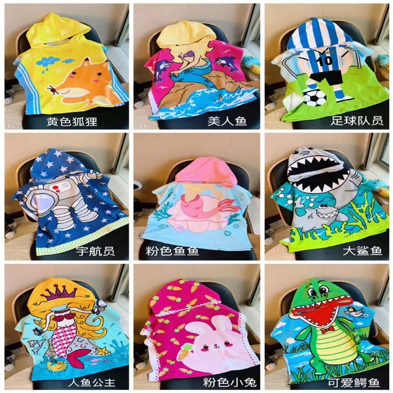 2021 Kids Baby Cute Bathrobe Hooded Children Bathrobes Microfiber Bath Robe Cartoon for Boys Girls Toddler Beach Swim Towels