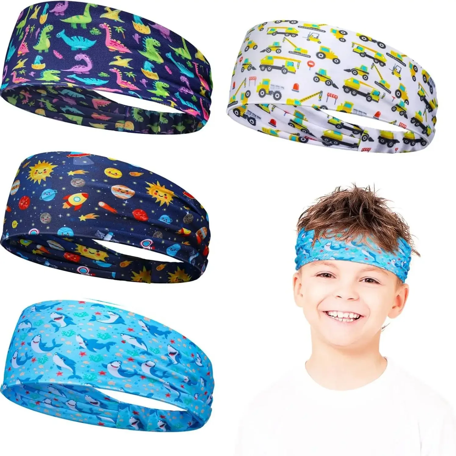 Boys Sports Headbands Kids Athletic Sweatbands Sports Breathable Non Slip Hair Band Elastic Hairband For Girls Kids Workout Gym