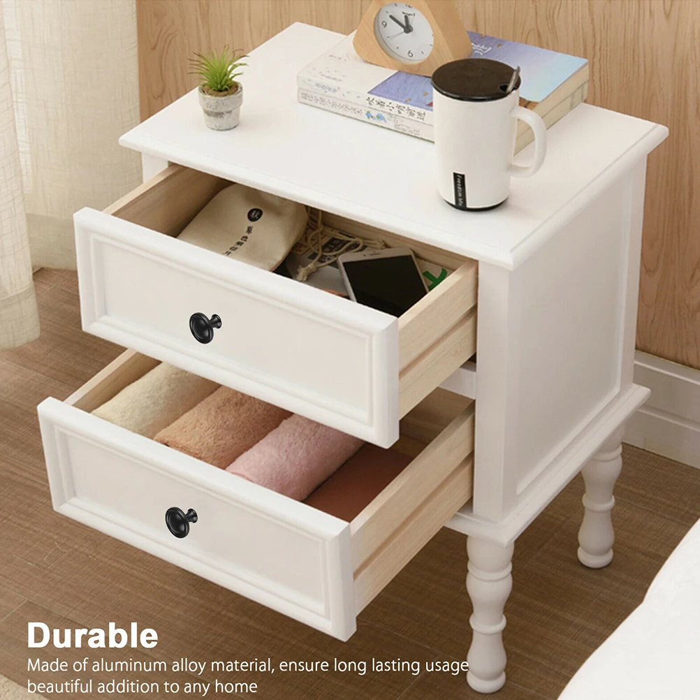 

20Pcs Door Round Handle Black Cabinet Knobs for Cupboard Wardrobe Pulls Durable Aluminum Alloy Vintage Design Door Round Handle