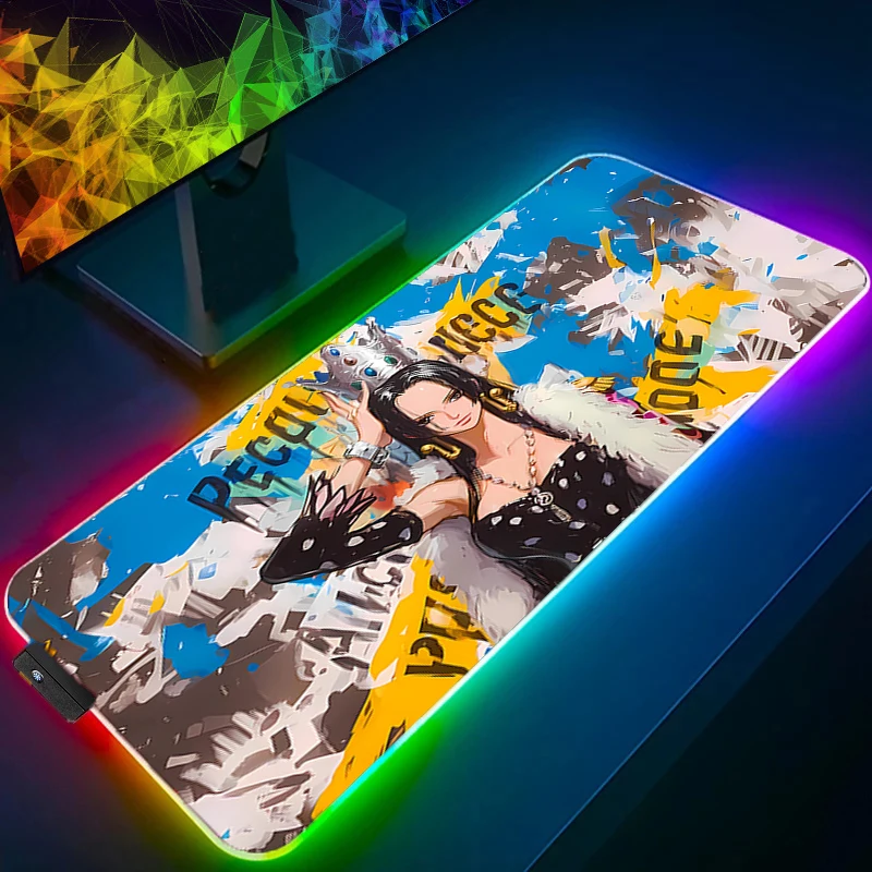 

RGB Large Mouse Pad one Piece Boa·Hancock Backlight Office Desk Mats PC Gaming Accessories XXL LED Mouse Pad Laptop Keyboard Mat
