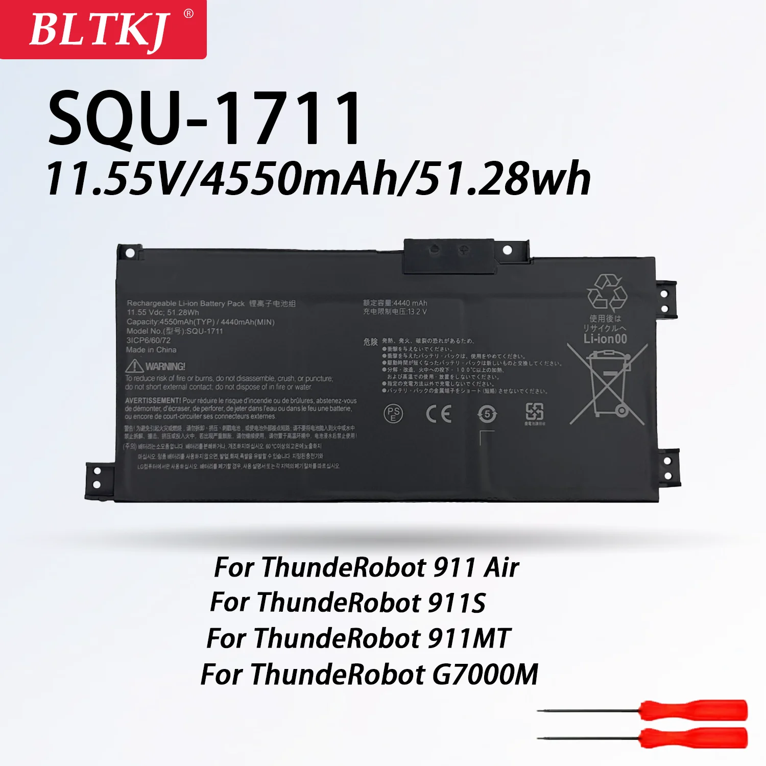 Laptop Battery SQU-1711 SQU-1718 For ThundeRobot 911 911 Air 911ME 911MT 911S G7000M G8000M