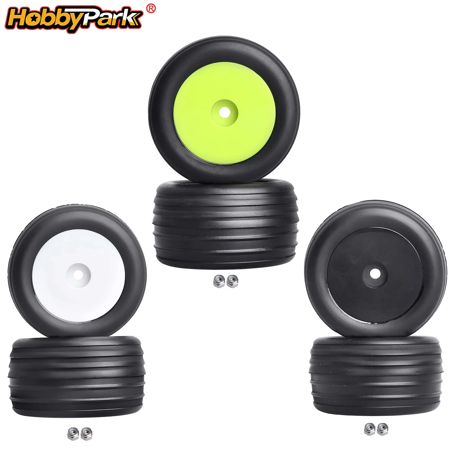 HobbyPark Pre-Glued Front Tires Wheels Mounted for Losi Mini-T 2.0 Mini B Replacement Parts of LOS41010
