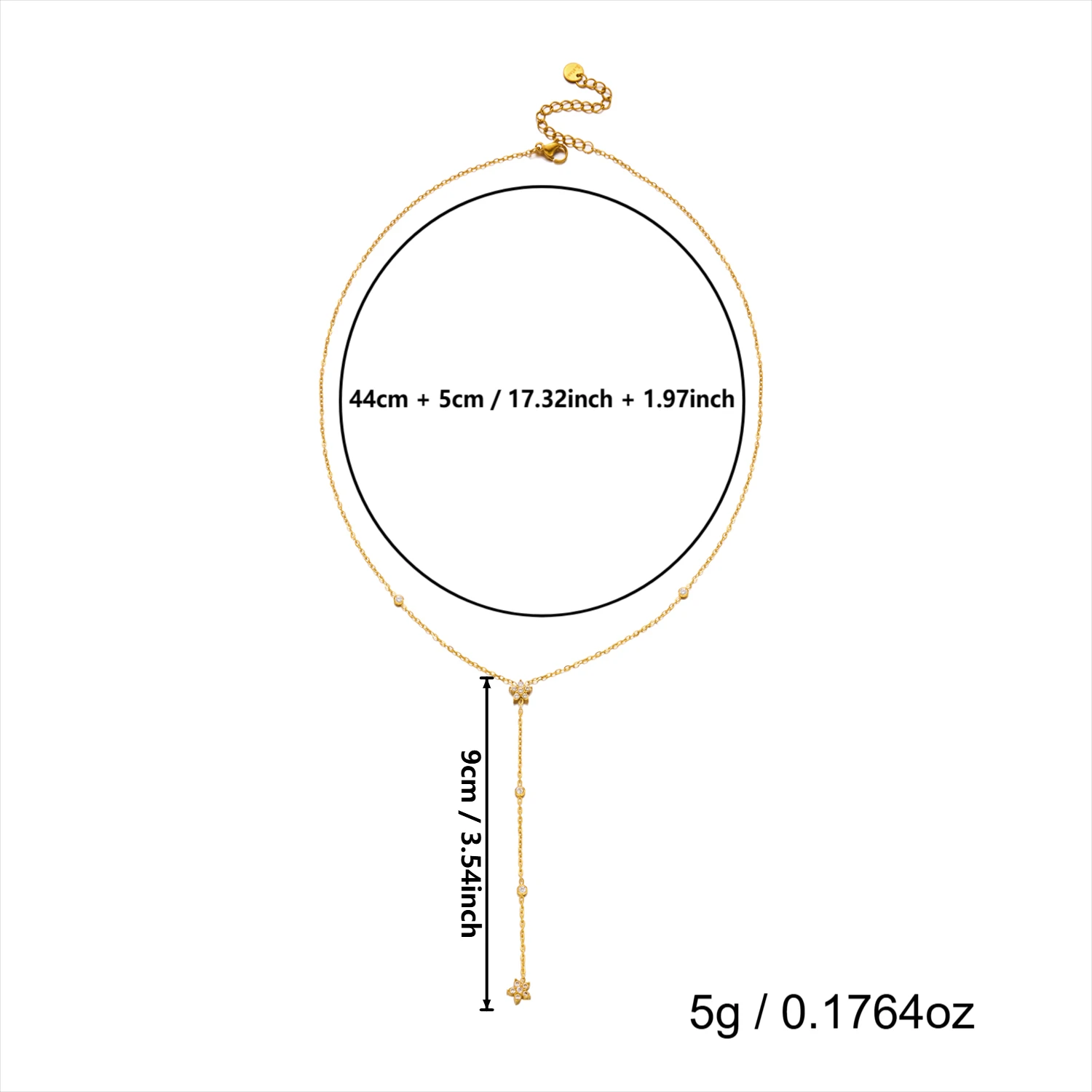 Edelstahl Doppelschichtige Lange Quasten-Ketten-Halsketten für Frauen Einfache Geometrische Kristall-Zirkon-Choker Party-Schmuck Geschenk – Detail 8