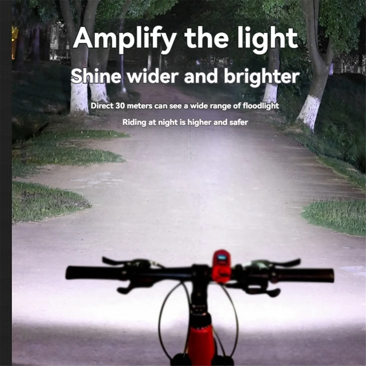 ABMO Juego de luces y bocina para bicicleta 2 en 1 para conducción nocturna, accesorios para linterna de ciclismo nocturno, 4 modos de luz, Ipx5 negro