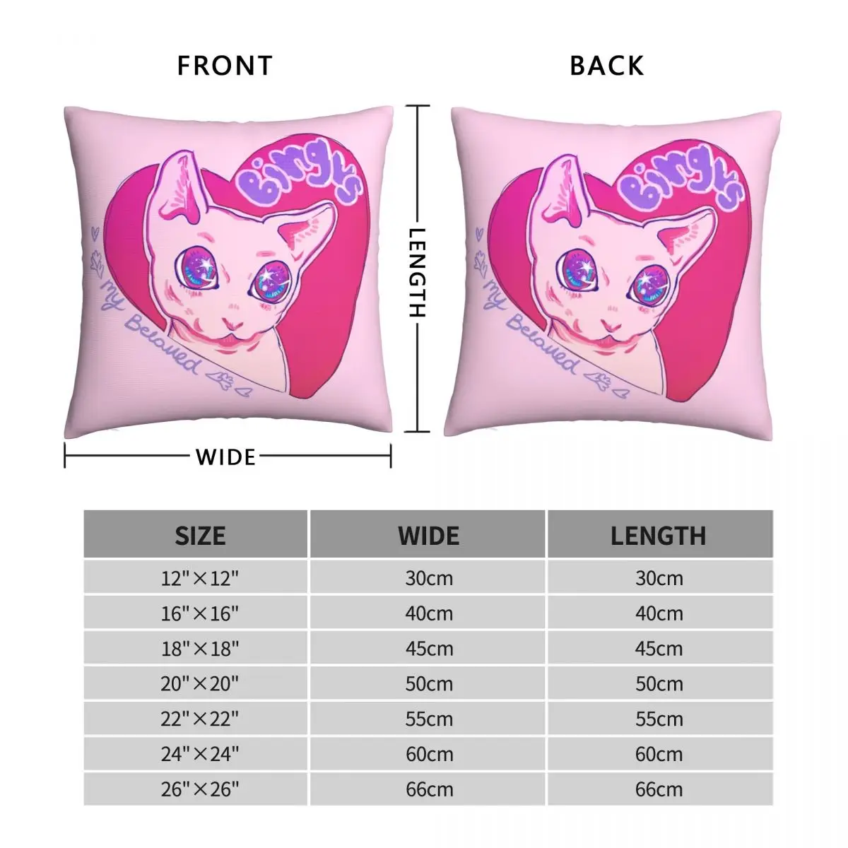 Bingus Square Pillowcase Polyester Linen Velvet Creative Zip Decor Pillow Case Room Cushion Cover