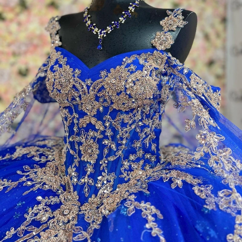 Vestido De quinceañrea azul, traje De cumpleaños De 15 y 16 años, con capas finas, apliques, hecho a medida, novedad De 2024