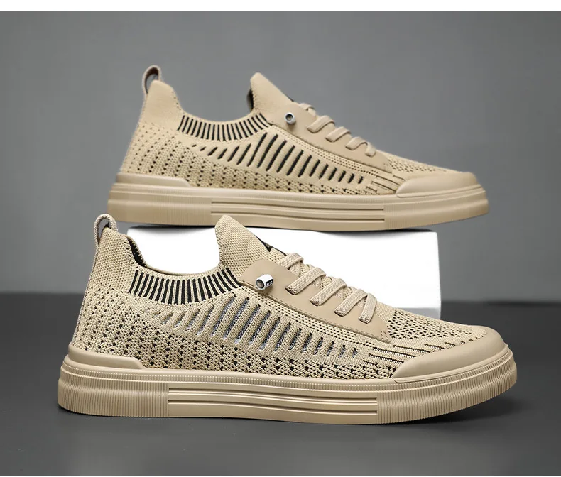 Spring Shoes for Men Casual Shoes Breathable Knit Street Fashion Flat Skateboard Shoes Youth Cool Loafers