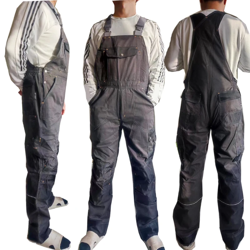 Welding Suit Work Bib Overall Protective Working Jacket Men Workwear Tooling Uniform Mechanic Repair Multi-pocket Strap Pants5xl