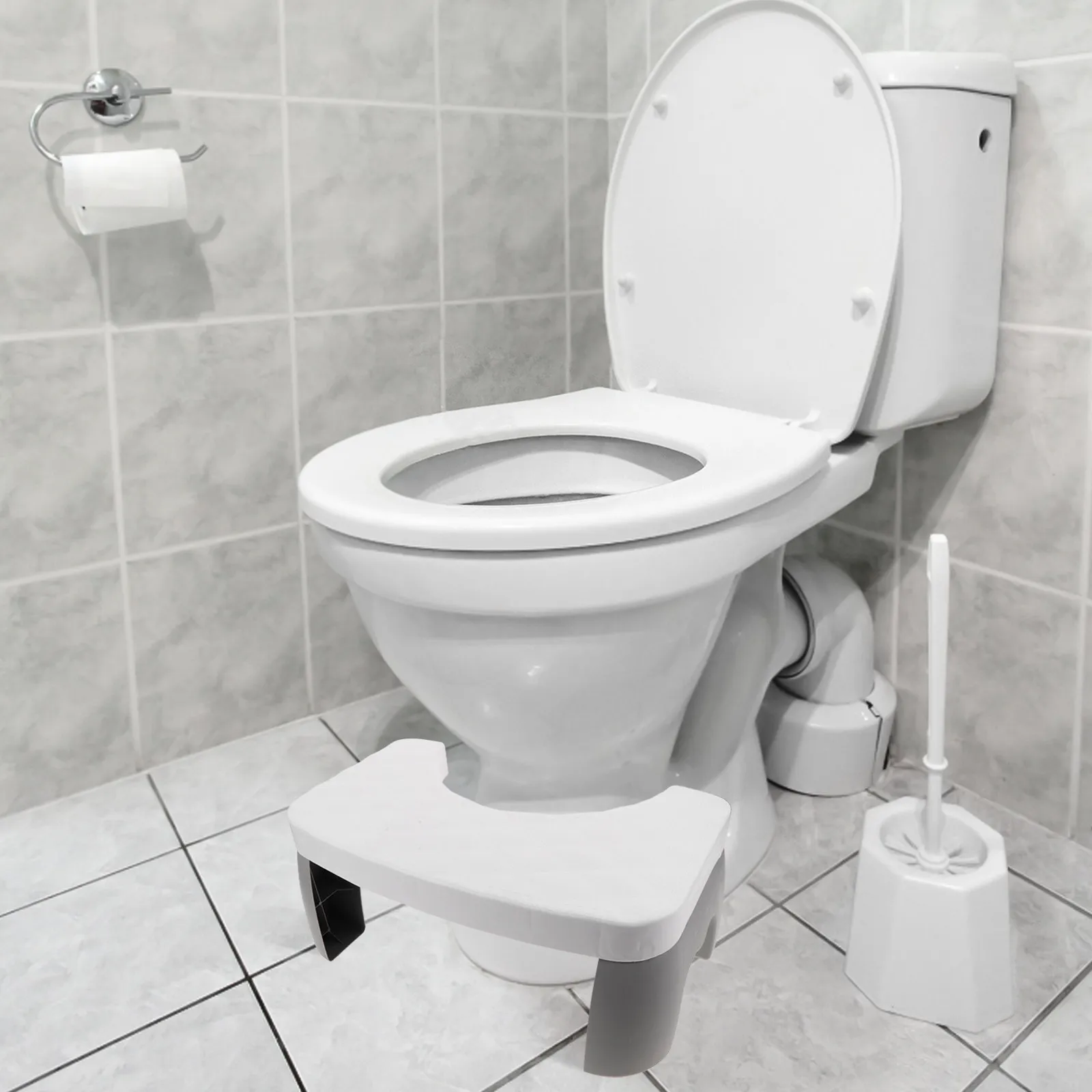 

Bathroom Toilet Stool Anti-Slip Step Footstool for Adults Squatting Position Poop Stool Sturdy PP Foldable Compact Easy