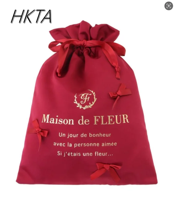 Japanese Fashion Bow Bundle Mouth Bag Cosmetic Bag Women Lolita Sweet Letter Print Large Capacity Red Storage Toiletry Bags Girl