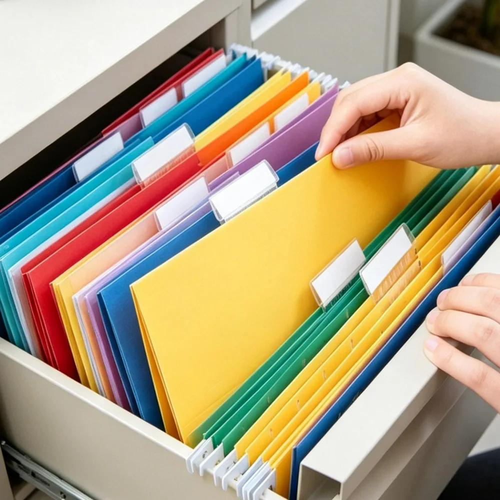 60/40/20Pcs Hanging Folder Tabs Insertable Plastic Tabs Transparent Hanging Folder File Inserts Folder Tabs for Office Supplies image 6