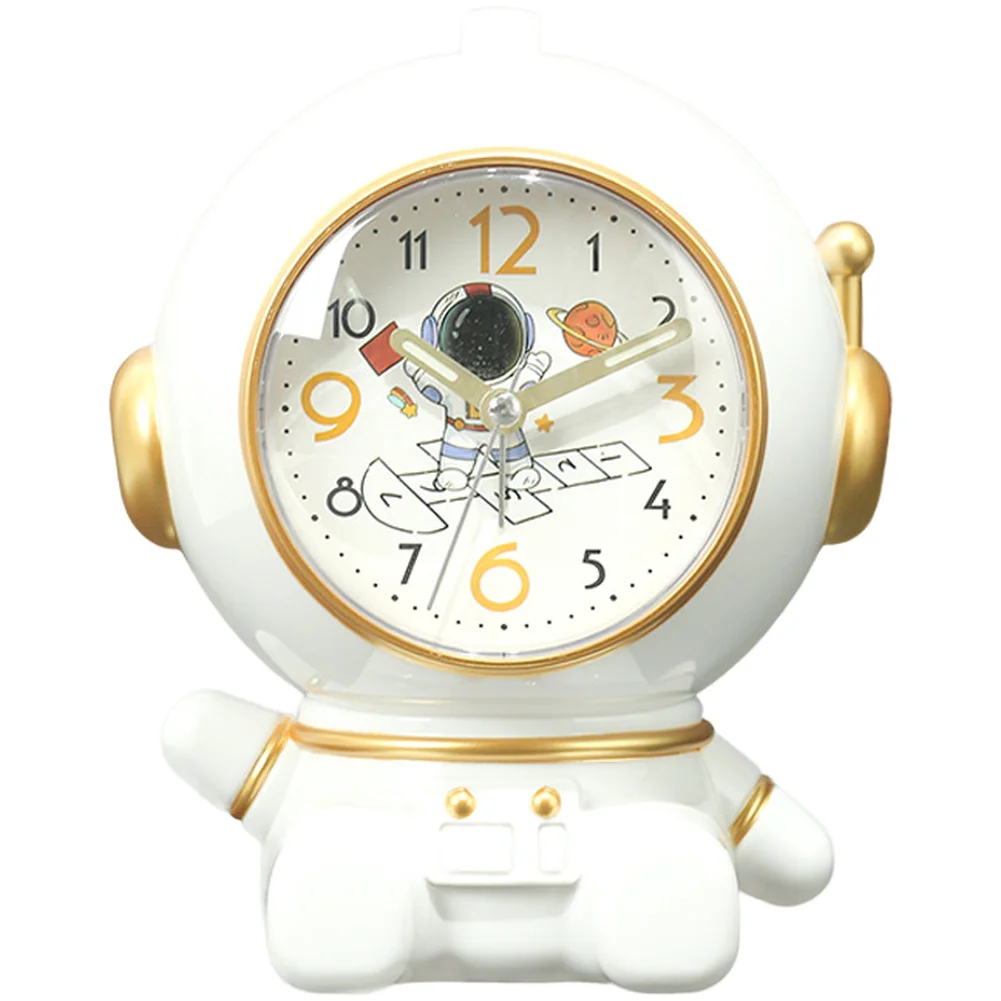 For Children Astronaut Alarm Clock with Dual Chime Snooze Silent Sweep Quartz Movement 13.5x12x17cm Gold Blue Red Silver Options