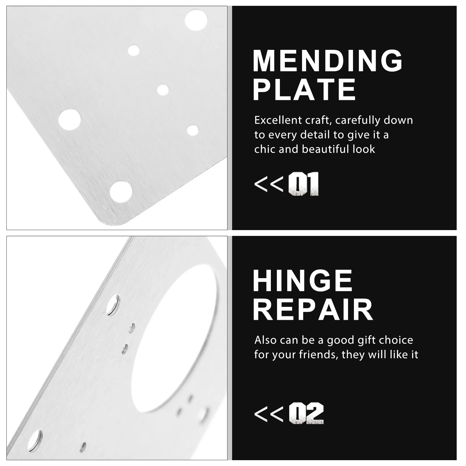 10Pcs Hinge Repair Plate Sturdy Stainless Steel Furniture Cabinet Door Shelf Cupboard Reinforcement Bracket Repair Kit
