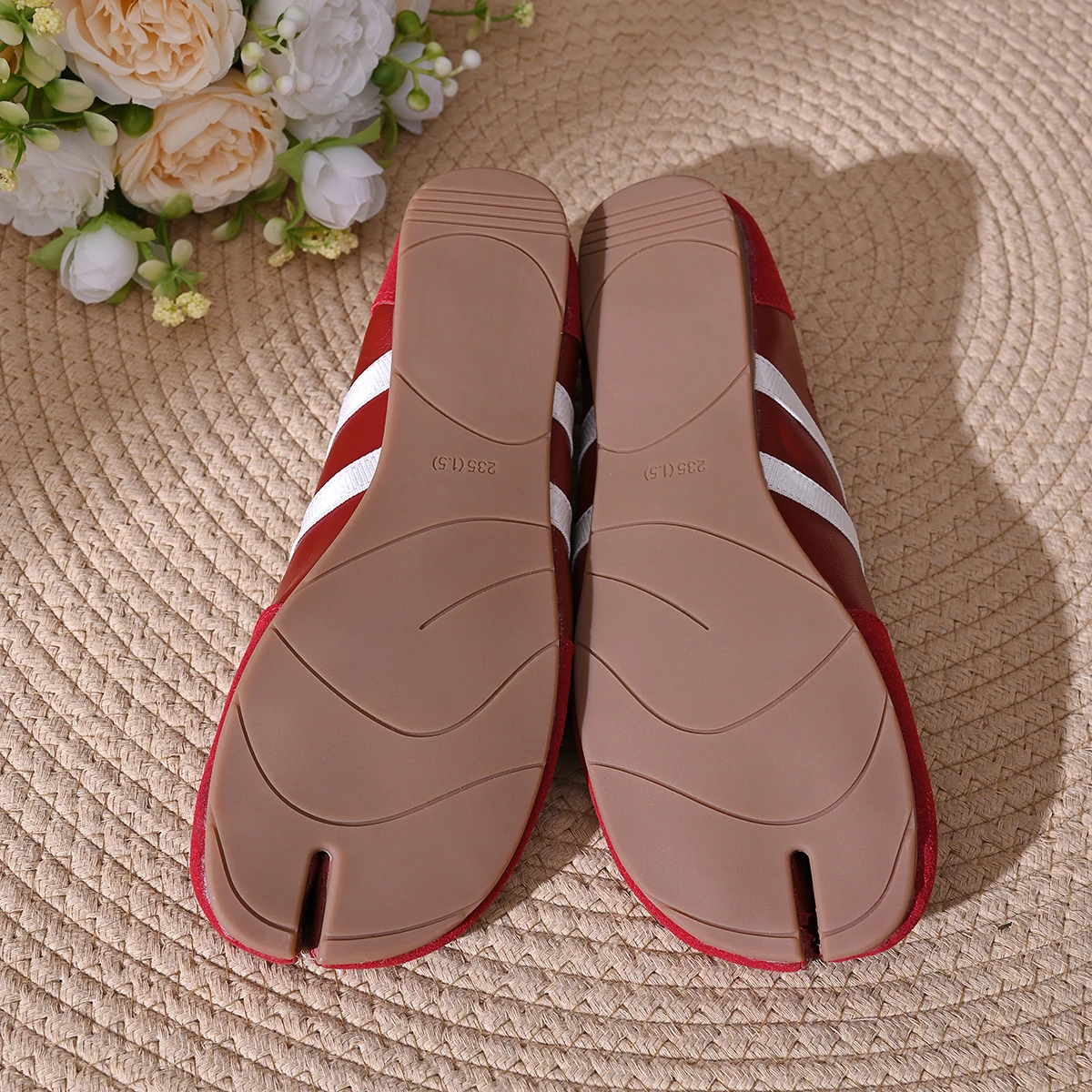 Split-Toe Casual Ballet Flats Shoes Women Genuine Pu Leather Cross Band Mary Janes Shoes Streetwear Elegant Loafers New Summer view 4