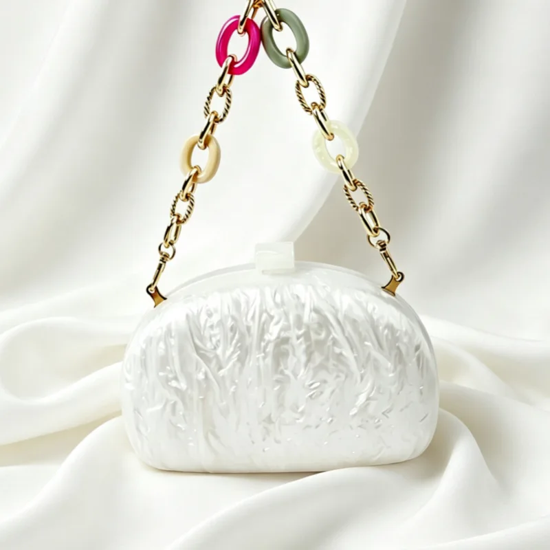 

Acrylic semi-circular pressing women's dinner banquet clutch one shoulder oblique wedding celebrity bag