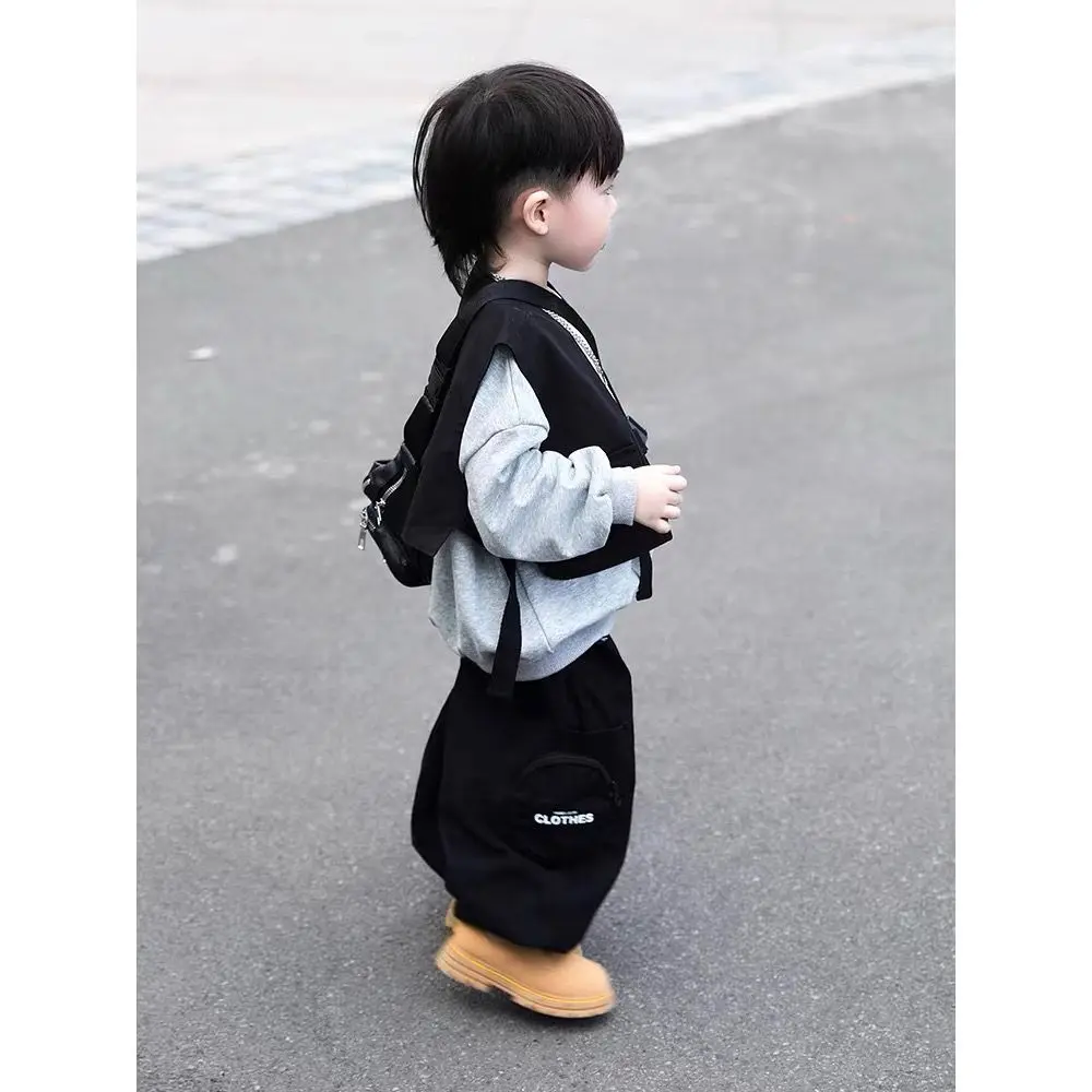 3 PCS set Spring Autumn Boy Handsome set Casual vest+ TShirt+Loose Pant Kid Children baby toddler Boy Fashion clothes Streetwear