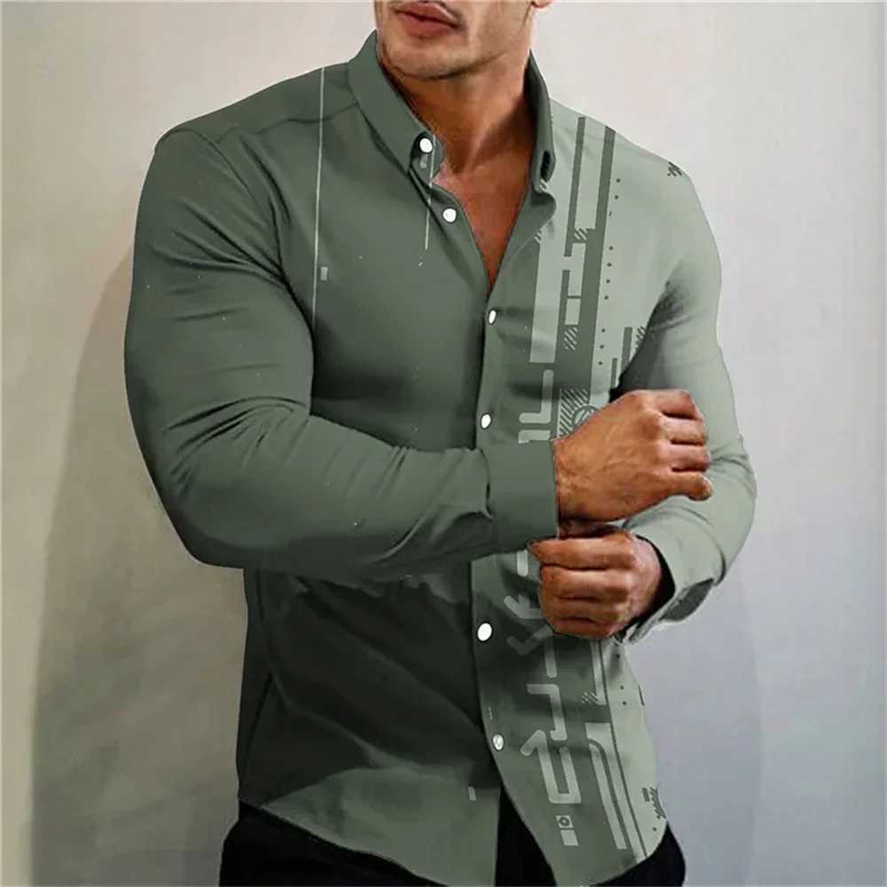 

New Men's Luxury Prom Fashion Social Flower Pattern Print Polo Single breasted Costume Designer Long Sleeve Men's Shirt Top 2023