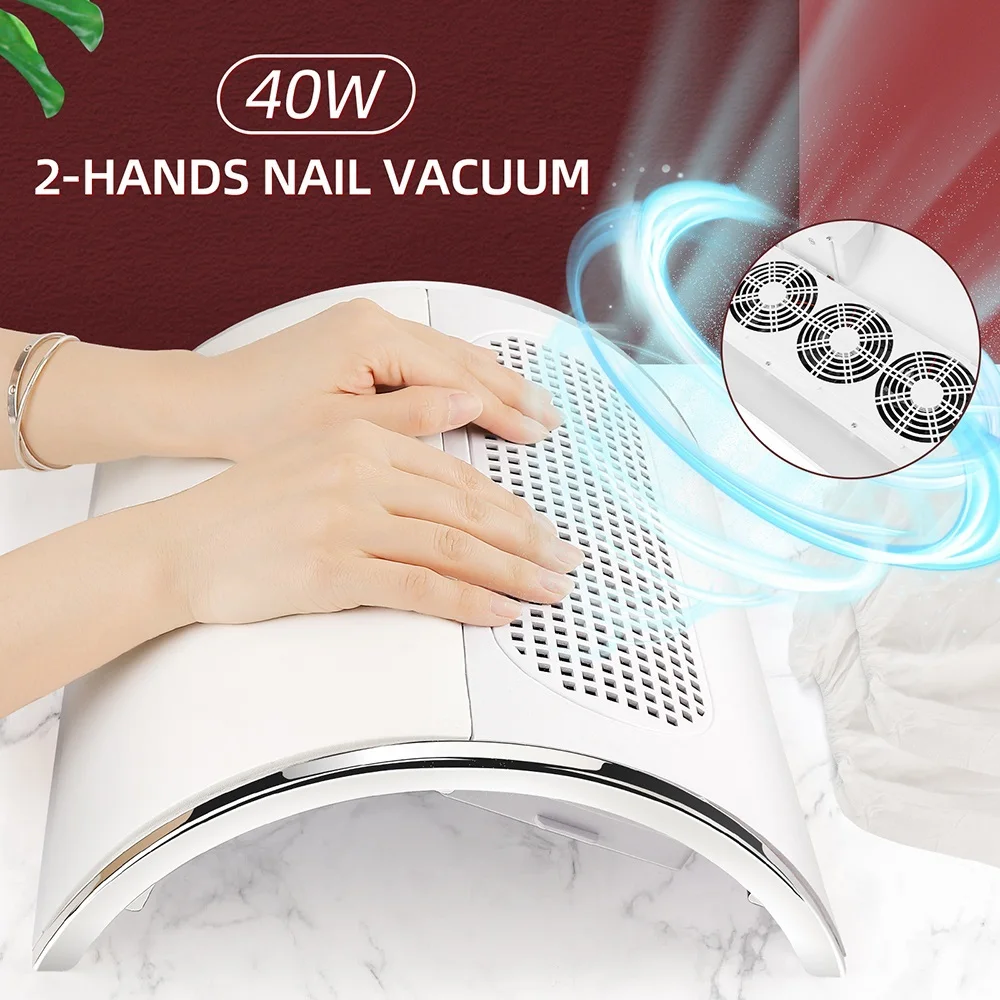 3 Fans Powerful Suction Professional Nail Dust Collector 40W Fan Nail Vacuum Cleaner Nail Dust Extractor For Nails Manicure