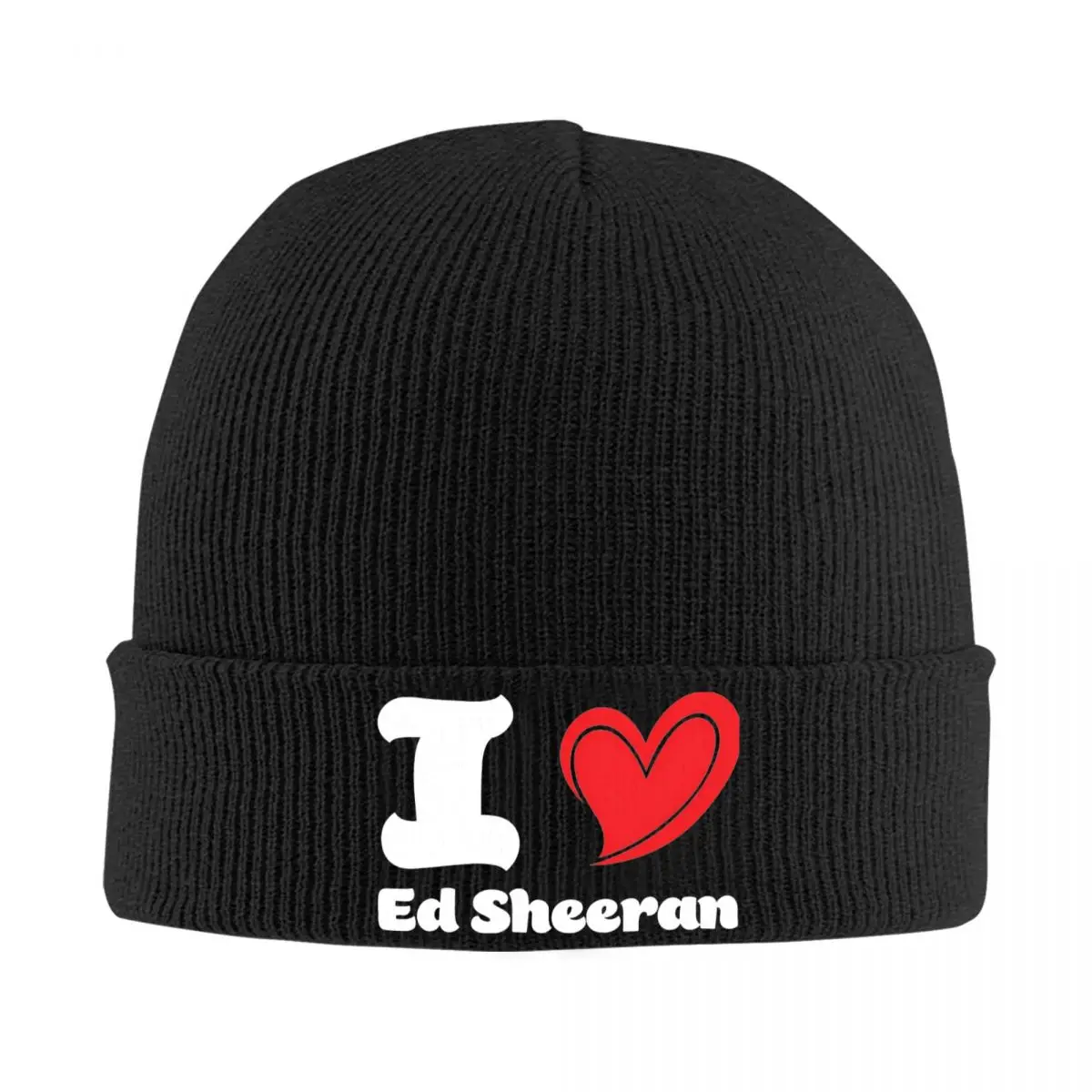 I Love Ed Sheeran Heart Beanie Hats Street Y2K Caps Men Women Hippie Knitting Hat Autumn Graphic Warm Beanie Hat