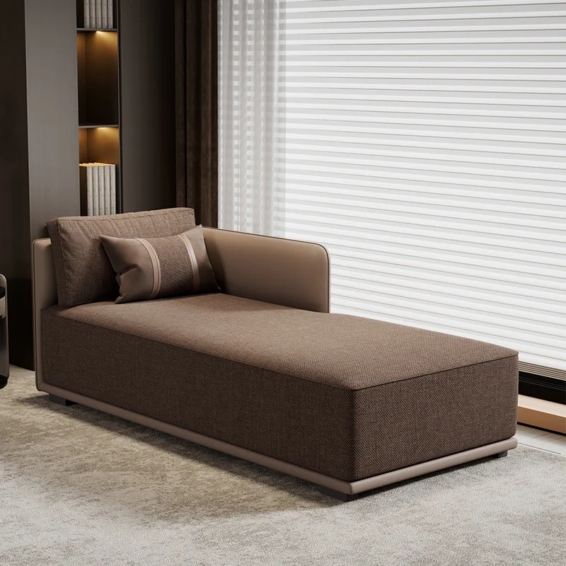 

Modern simple high and low leg chaise longue sofa bed cotton and linen cat scratch leather premium chaise longue
