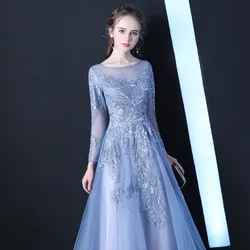 Party dresses gala Bride cocktail graduation gown for special event Lace Long Dinner Blue Elegant Banquet evening dresses H892