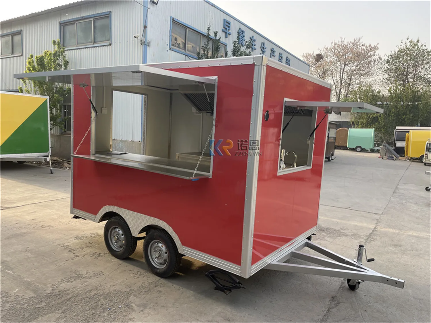 맞춤형 레드 푸드 트레일러, 야외 핫도그 아이스크림 패스트 푸드 트럭, 주방 장비 트럭 포함, 3m