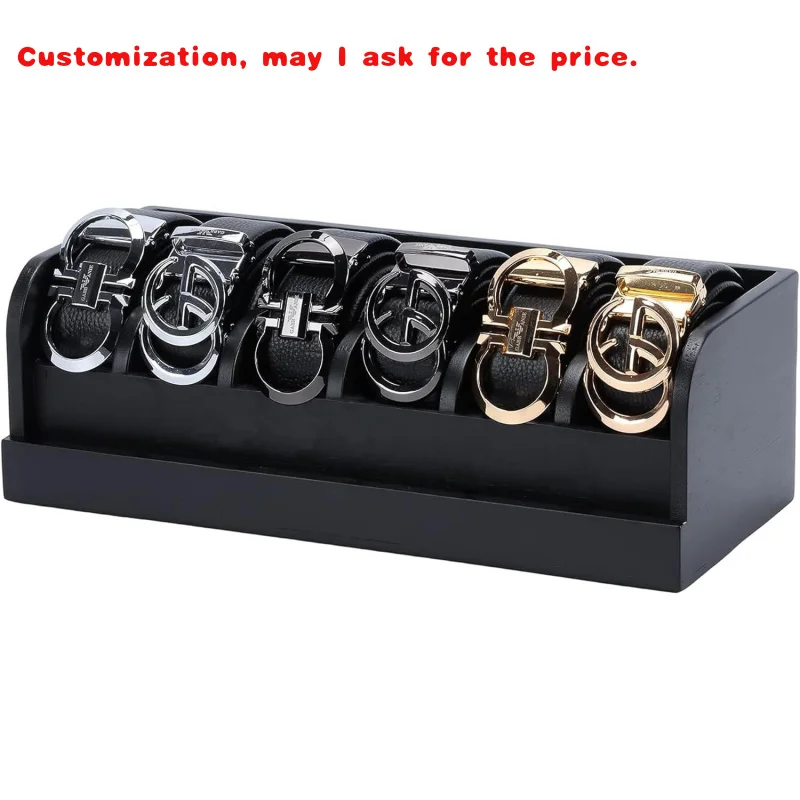 custom.Modern Belt Buckles Display Stand 6 Grids Space-Saving Organizer Rack Men Women's Belts Closet Drawer Storage Box
