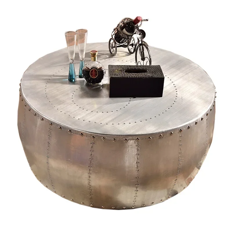 Coffee table, aircraft engine, table, personalized creative tempered glass, round snow coffee bar, shop