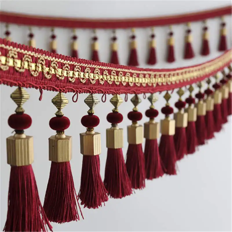 2/3/5M Tassel Fringe Edging Trim Curtains Tassel Trim Lace Sewing Crafts Cushions Furnishings Upholstery Home Funiture DIY Decor