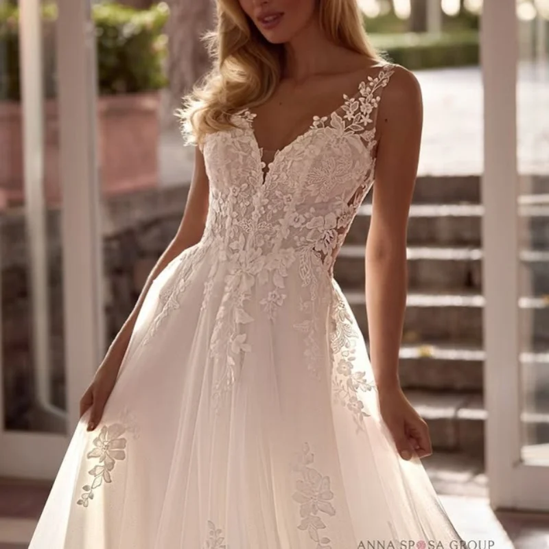 

Lace White Wedding Dresses glitter lace flower decal off-shoulder style Gowns multi-layer Made customize