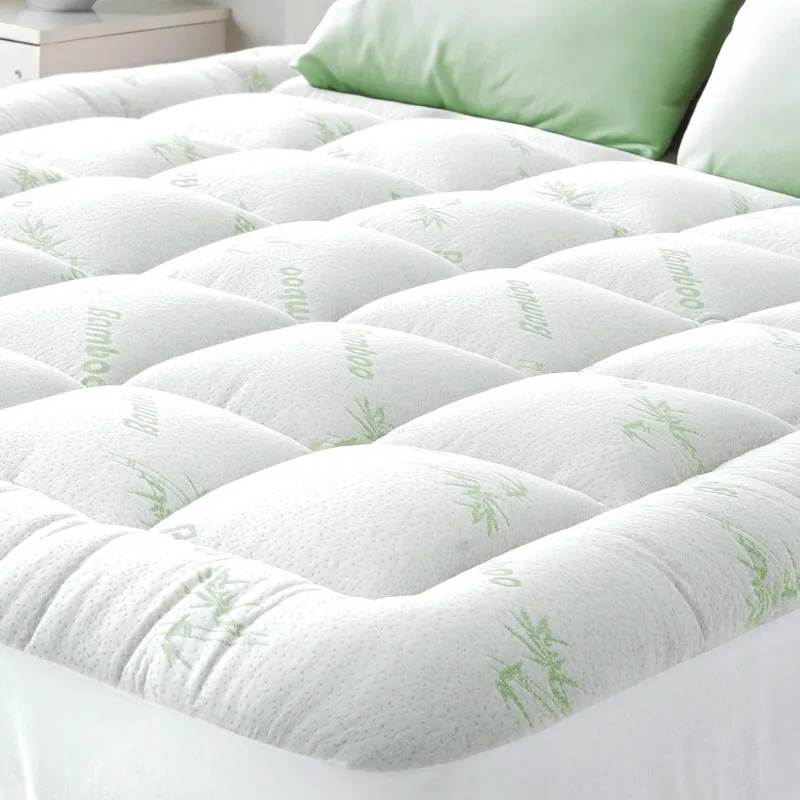 

Ultra Soft Queen Size Mattress Topper Viscose Made from Bamboo Pillow Top Mattress Pad for Back Pain Relief Naturally