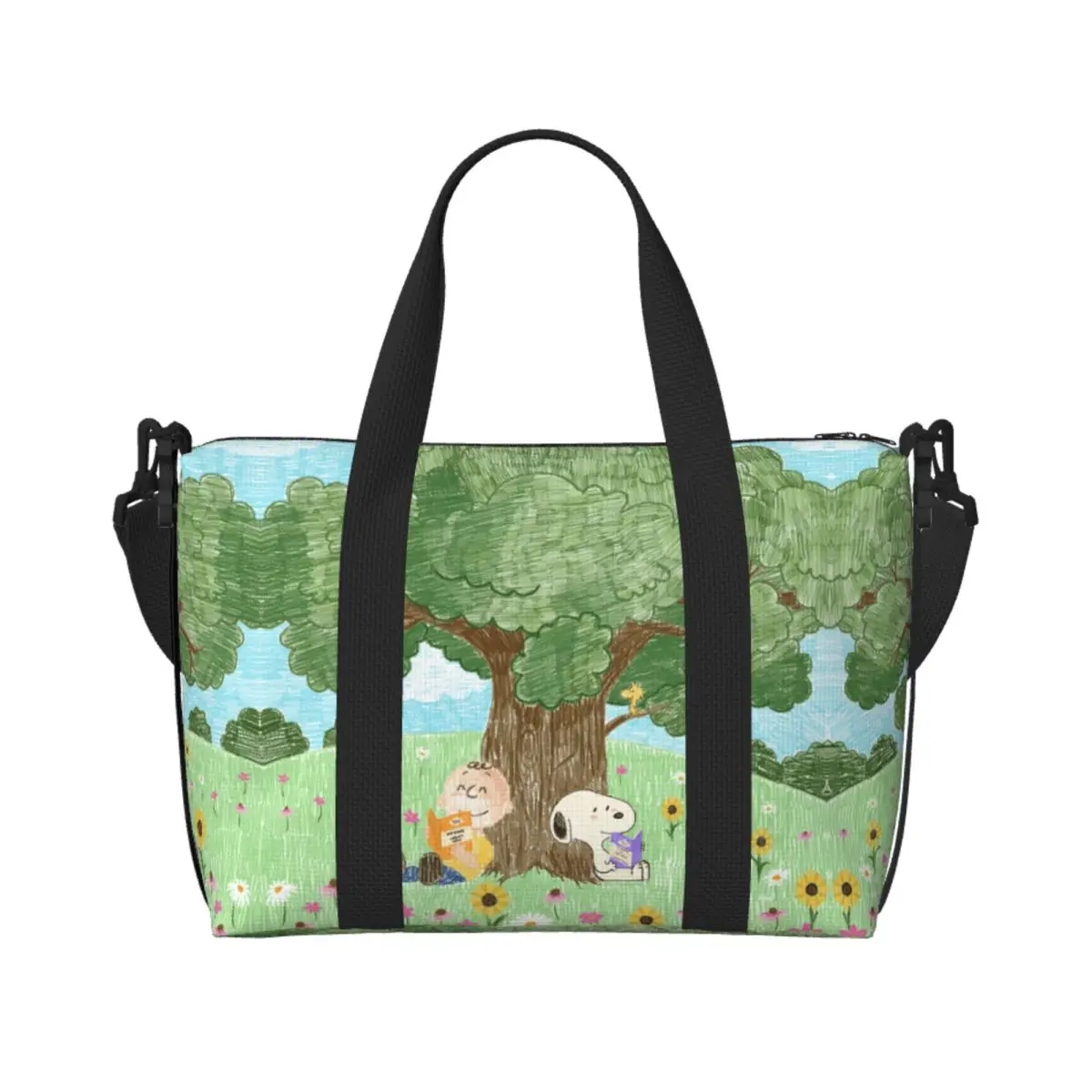 

Custom Large Snoopys Dog Good Friend Cartoon Comic Beagle Tote Bag Women Shopper Shoulder Beach Gym Travel Bag