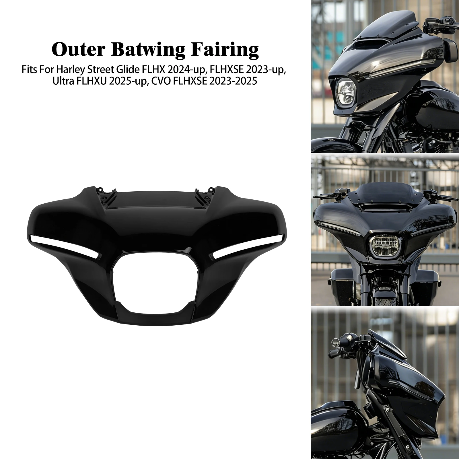 Motorcycle Outer Batwing Headlight Fairing Cover Front Cowl For Harley Touring Street Glide FLHXSE 23-UP FLHX 24-UP FLHXU 25-UP