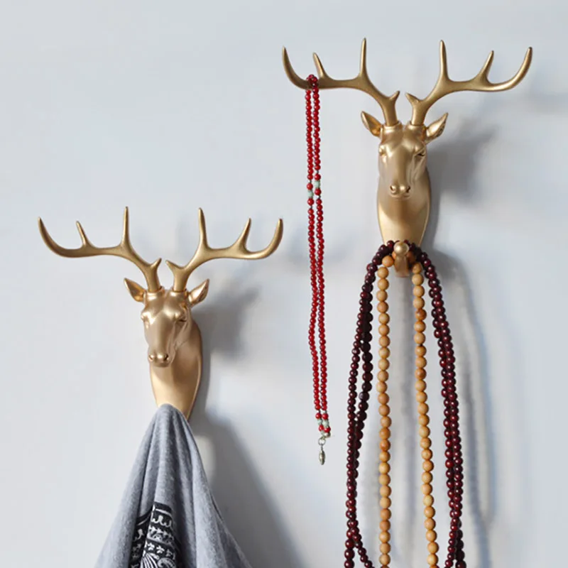 6 Styles Wall Hanging Hook Vintage Deer Head Animal For Hanging Clothes Hat Scarf Key Deer Horns Hanger Rack Wall Decoration