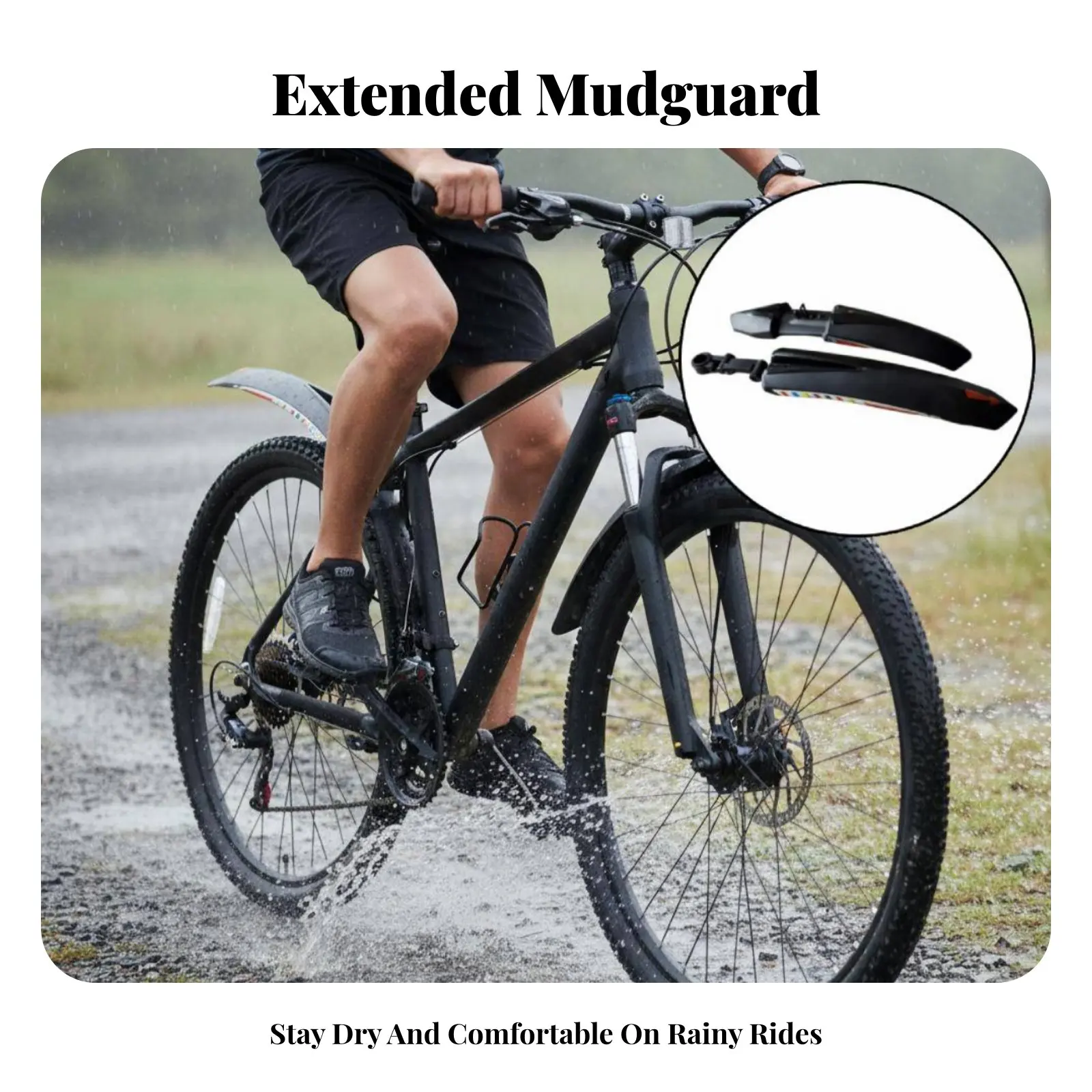 

2 Pieces Front and Rear Mudguard Set Reflective Cycle Mudguard Set Mountain Bike Mudguard Weather-Resistant Protection
