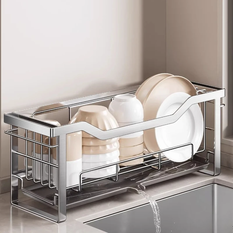 

Dish Storage Rack 304 Stainless Steel Kitchen Rack Sink Cupboard