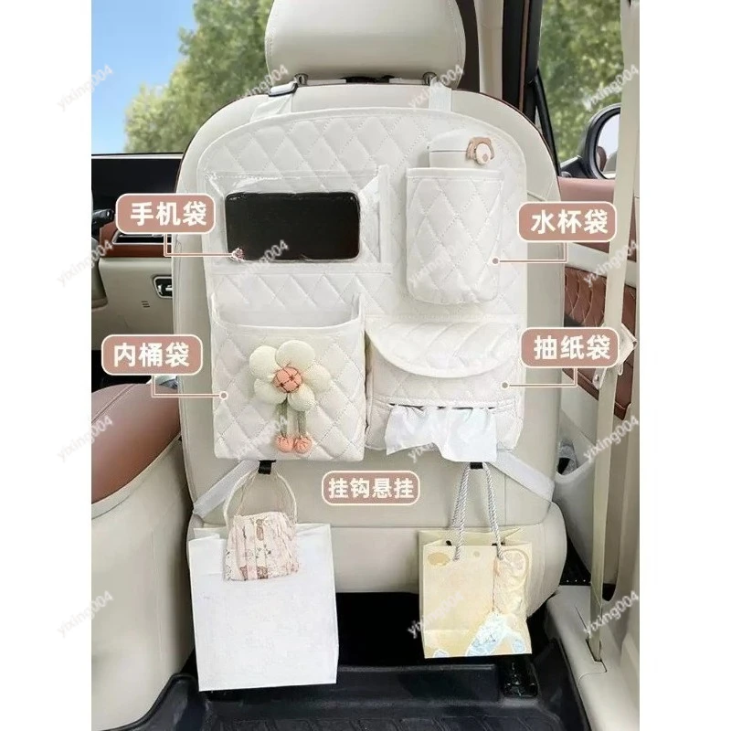 

Vehicle Hanging Storage Pouch, Multi-purpose Car Seat Back Organizer with Tissue Holder and Waste Bin