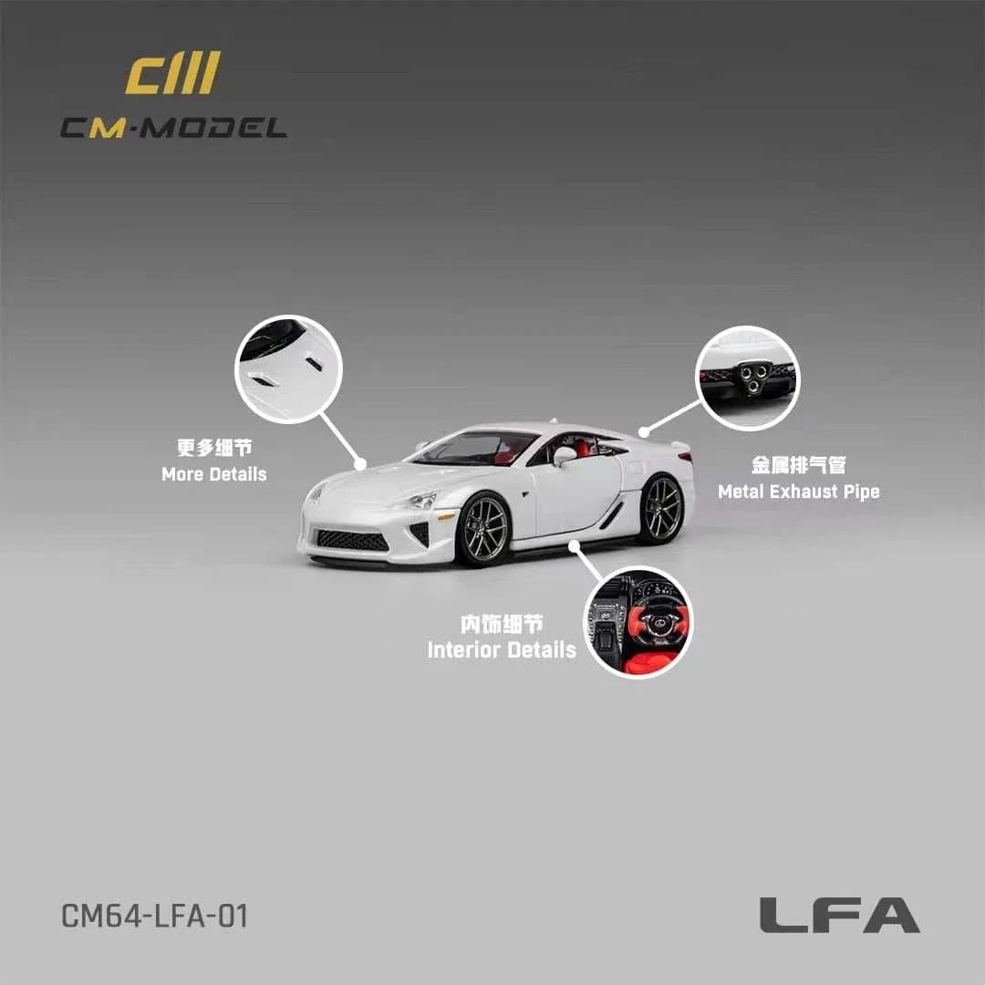 CM MODEL 1:64 LFA Pearl White Diecast Model Car