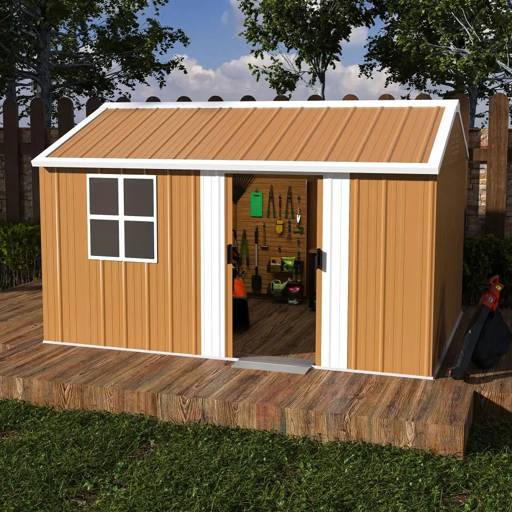 Outdoor Storage Shed, 12 x 8 Ft, Metal, Lockable Door and Windows, Custom