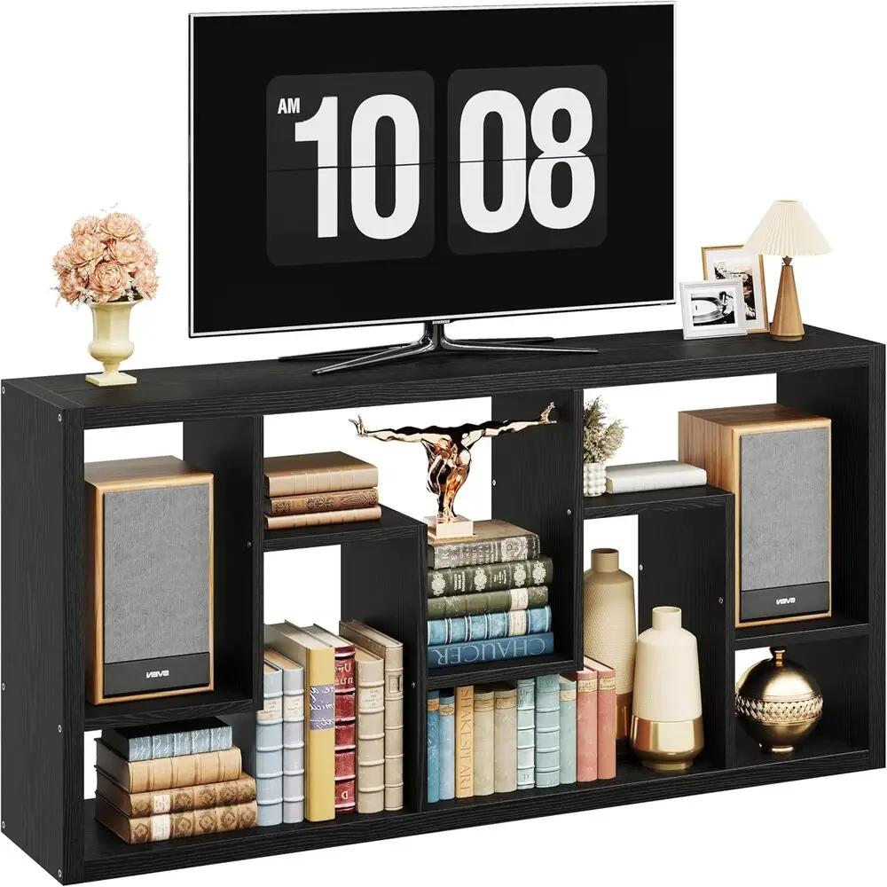 خزانة كتب هندسية من IRONCK مكونة من 6 أرفف رف كتب صناعي أسود Etagere خزانة كتب طويلة للتخزين مع رف سميك #3