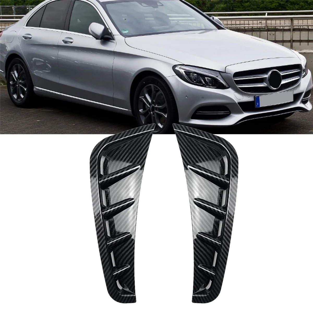 Car Front Bumper Side Spoiler Splitter Cover for Mercedes Benz C Class W205 2019+ Flank Air Intake Wind Knife