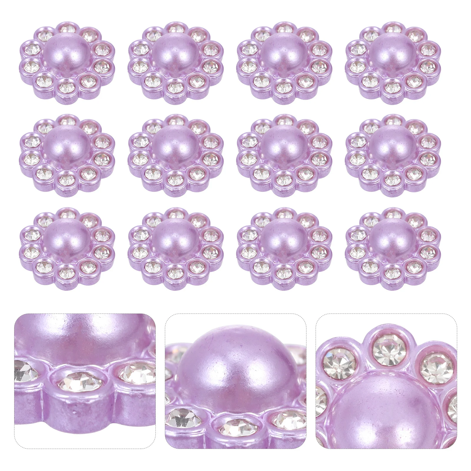 

50pcs Pearl Rhinestone Button No Hole Diy Craft Buttons For Clothes Decor Flower Shape Glue-On Fasteners Handicraft Supplies
