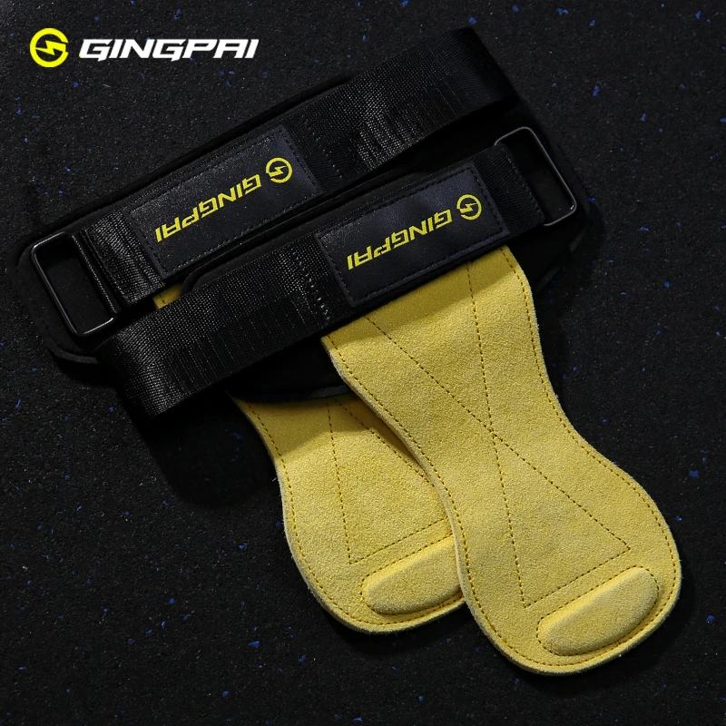 Fitness-Griffe für Männer Frauen Rindsleder Palmen schutz Gewichtheben Fitness-Trainings handschuhe Griffe mit Handgelenk wickel Trainings geräte – Detail 12