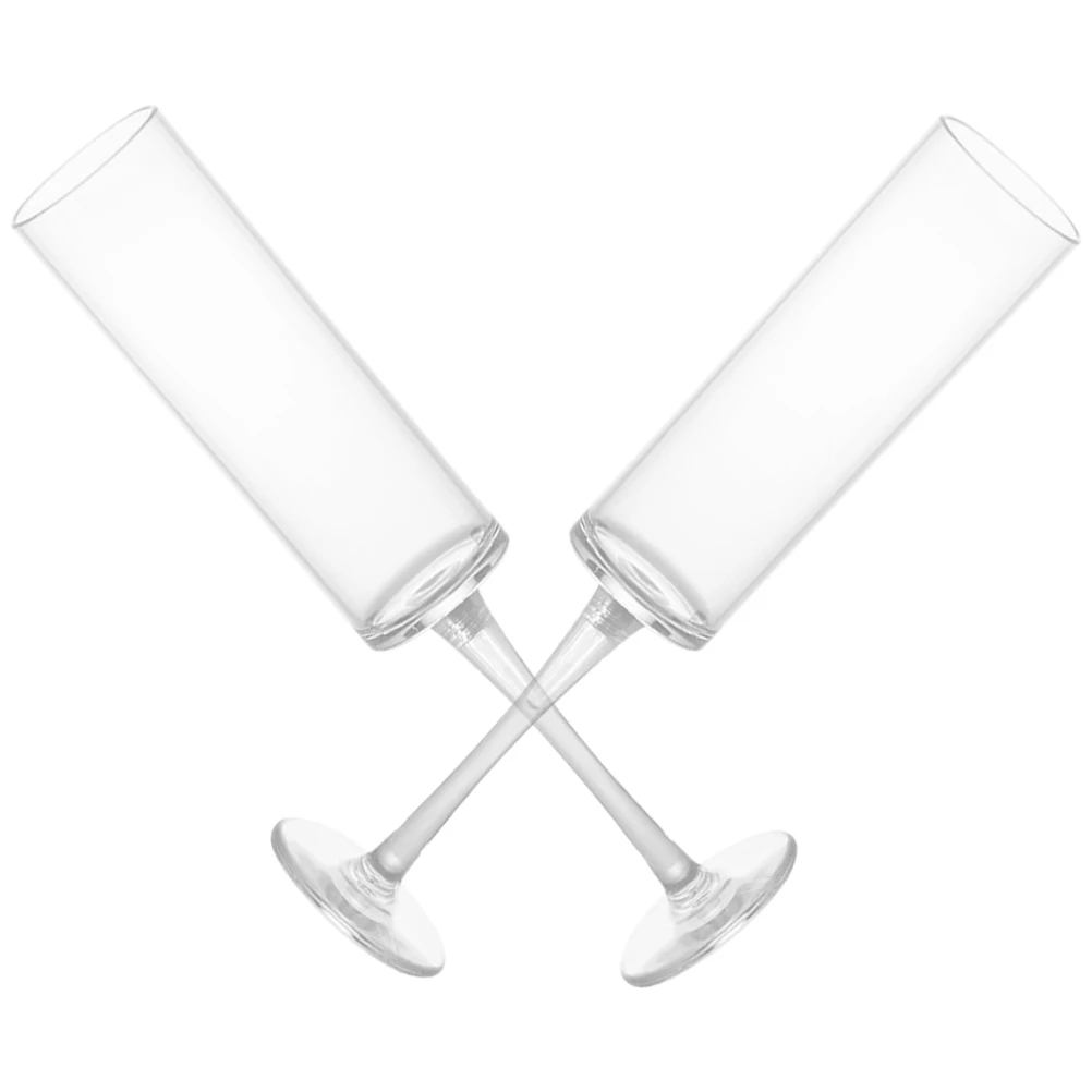 

2 Pcs High Stem Goblets 180ml Plastic Flute Transparent Glasses Coupe Mimosa Drinking Glassware Red