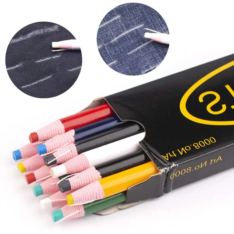 12 Pcs Mix Color Sewing Mark Chalk Pencil Tailor's Marking and Tracing Tools Free Cutting Chalk Sewing Fabric Pencil