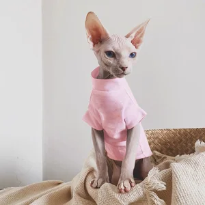 Sphynx Cat Clothes Cotton Hairless Cat Vest Baby 100% Cotton Soft Summer Sleeveless Thin Vest Cat Clothes for Devon, Cornish 12 best sales cat vest - №2