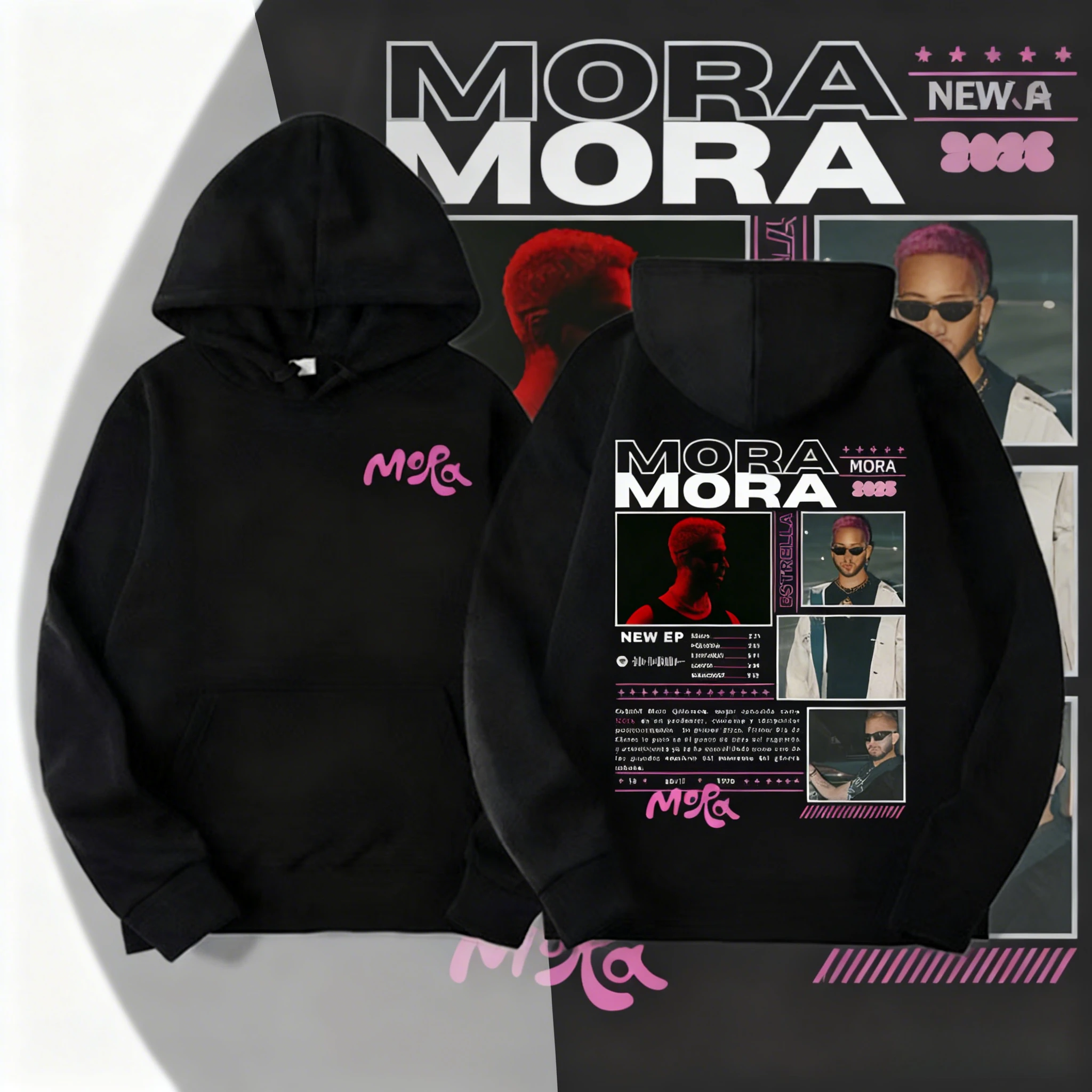 2025Camisor limitado Rap Mora Estrella Tour álbum Sudadera con capucha hombres mujeres Vintage estético sudadera 100% puro algodón impreso sudadera