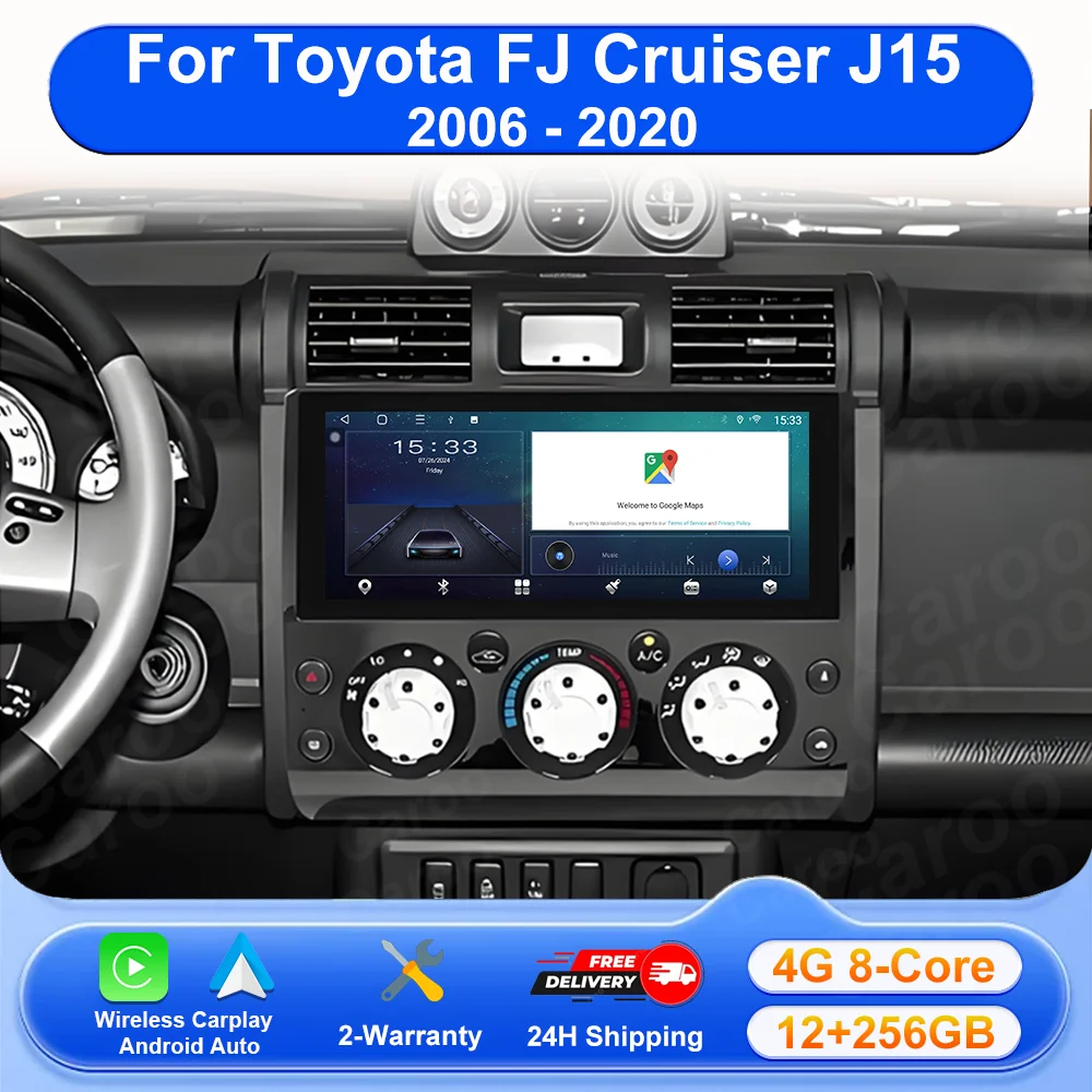 12.3 inch Android 16 Radio For Toyota FJ Cruiser J15 2006 - 2020 GPS Navigation High-performance CPU Stereo Multimedia Player 4G