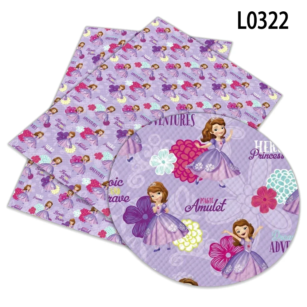 Disney Sofia Princess Cute Printed Faux Leather Sheets Vinyl Sheets DIY Earring Hair Bow Crafts Leather 12*8